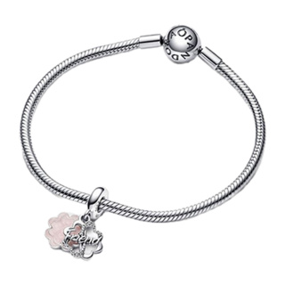 چارم آویز نقره پاندورا مدل دو بخشی شبدر چهاربرگ دوستی - 02