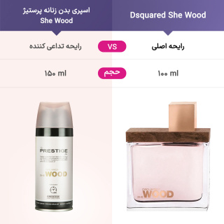 اسپری بدن زنانه پرستیژ مدل She Wood حجم 150میلی لیتر - 03