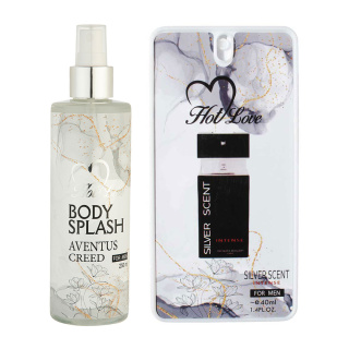 پک هدیه روز مرد 2 عددی شامل بادی اسپلش مدل Creed Aventus و عطر جیبی مدل Bogart Silver Scent هات لاو