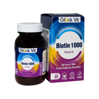 قرص بیوتین گلوک ویت 1000 میکروگرم بسته 30 عددی - 01