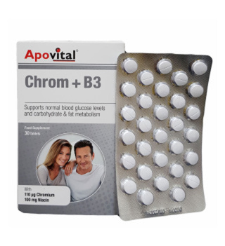 پک دو عددی قرص Chrom + B3 بسته 30 عددی آپوویتال - 01