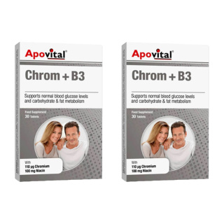 پک دو عددی قرص Chrom + B3 بسته 30 عددی آپوویتال