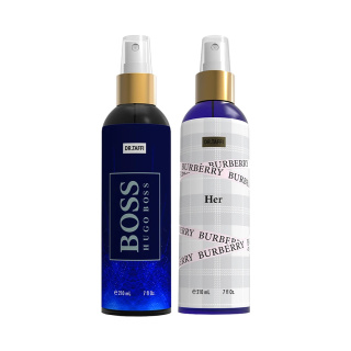 پک 2 عددی بادی اسپلش مردانه مدل Hugo Boss و بادی اسپلش زنانه مدل Burburry حجم 210 میلی لیتر دکتر تافی
