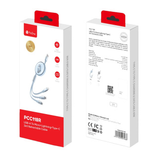 کابل تبدیل USB به USB-C و microUSB و لایتنینگ پرووان مدل PCC128R - 01