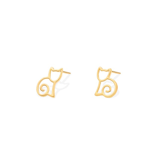 گوشواره طلا 18 عیار مدل گربه و فر
