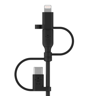کابل شارژ سریع 1 به 3 USB-A به لایتنینگ USB-C و Micro-USB بلکین مدل CAC001bt1MBK طول 1متر - 02