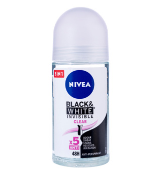رول ضد تعریق زنانه مدل Black And White Invisible Clear حجم 50میل نیوا