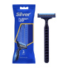 تیغ اصلاح چندبار مصرف 2 لبه مردانه مدل Rubber Grip بسته 3 عددی سیلور