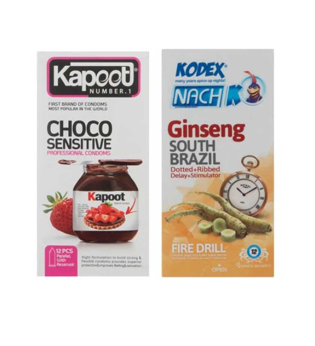 پک کاندوم مدل Choco Sensitive کاپوت به همراه کاندوم Ginseng ناچ کدکس