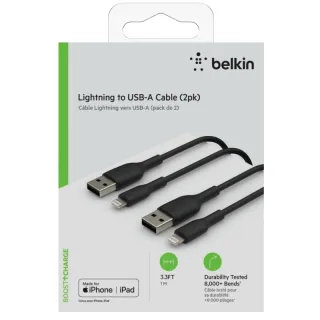 کابل شارژ سریع تبدیل لایتنینگ به USB-A بلکین مدل PVC A-LTG 1M BLK 2PK بسته 2عددی طول 1متر - 05