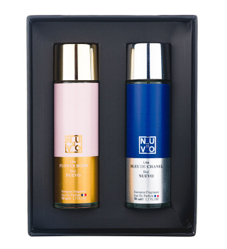 پک ادوپرفیوم مردانه نوئوو مدل Bleu Di Chanel حجم 50میل به همراه ادوپرفیوم زنانه Flower Bomb حجم 50میلی لیتر