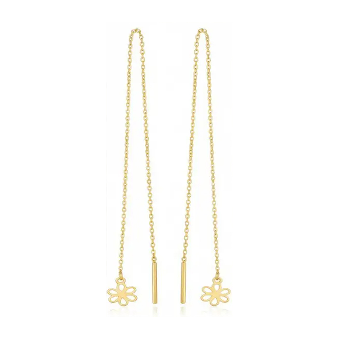 گوشواره طلا 18 عیار طرح بخیه گل مدل ESG 58