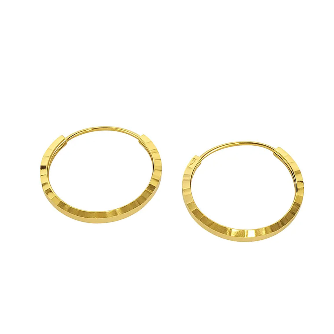 گوشواره طلا 18 عیار مدل حلقهای تراش دار