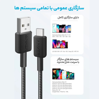 کابل تبدیل USB-A به USB-C انکر مدل 322 - 05
