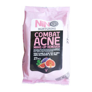 دستمال مرطوب پاک کننده آرایش مدل Combat Acne بسته 27 عددی نینو