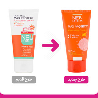 کرم ضد آفتاب بی رنگ مدل Max Protect SPF50 مناسب پوست چرب حجم 50 میلی لیتر نئودرم - 01