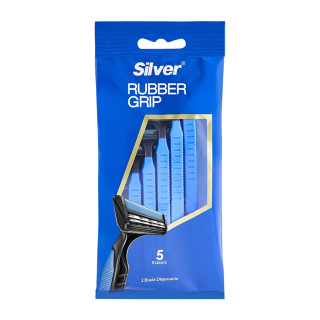 خودتراش مردانه مدل Rubber Grip بسته 5 عددی سیلور - 03