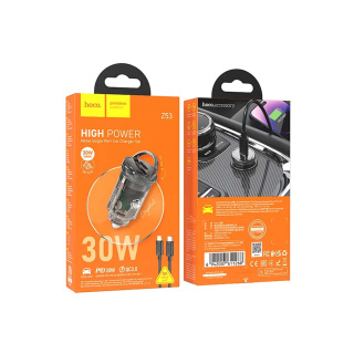 شارژر فندکی 30 وات مدل Z53 با کابل تایپ سی به لایتنینگ هوکو - 03