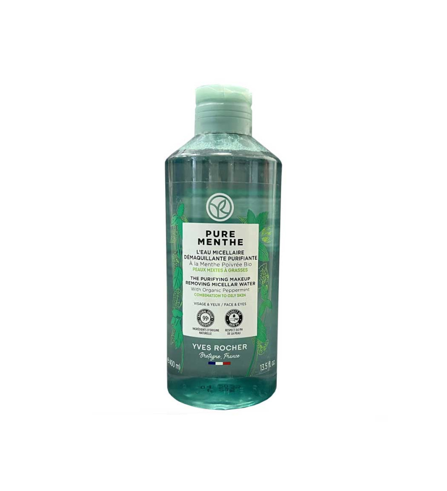 میسلار واتر پاک کننده آرایش مدل PURE MENTHE مناسب پوست های چرب و مستعد جوش حجم 400 میل ایوروشه