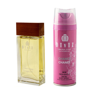 پک 2 عددی ادوپرفیوم مدل Baccarat Rouge حجم 100 میلی لیتر و اسپری بدن مدل Chanel Chance حجم 200 میلی لیتر دیوایز