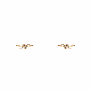 گوشواره 18 عیار گره تیفانی نیمه نگینی کوچک