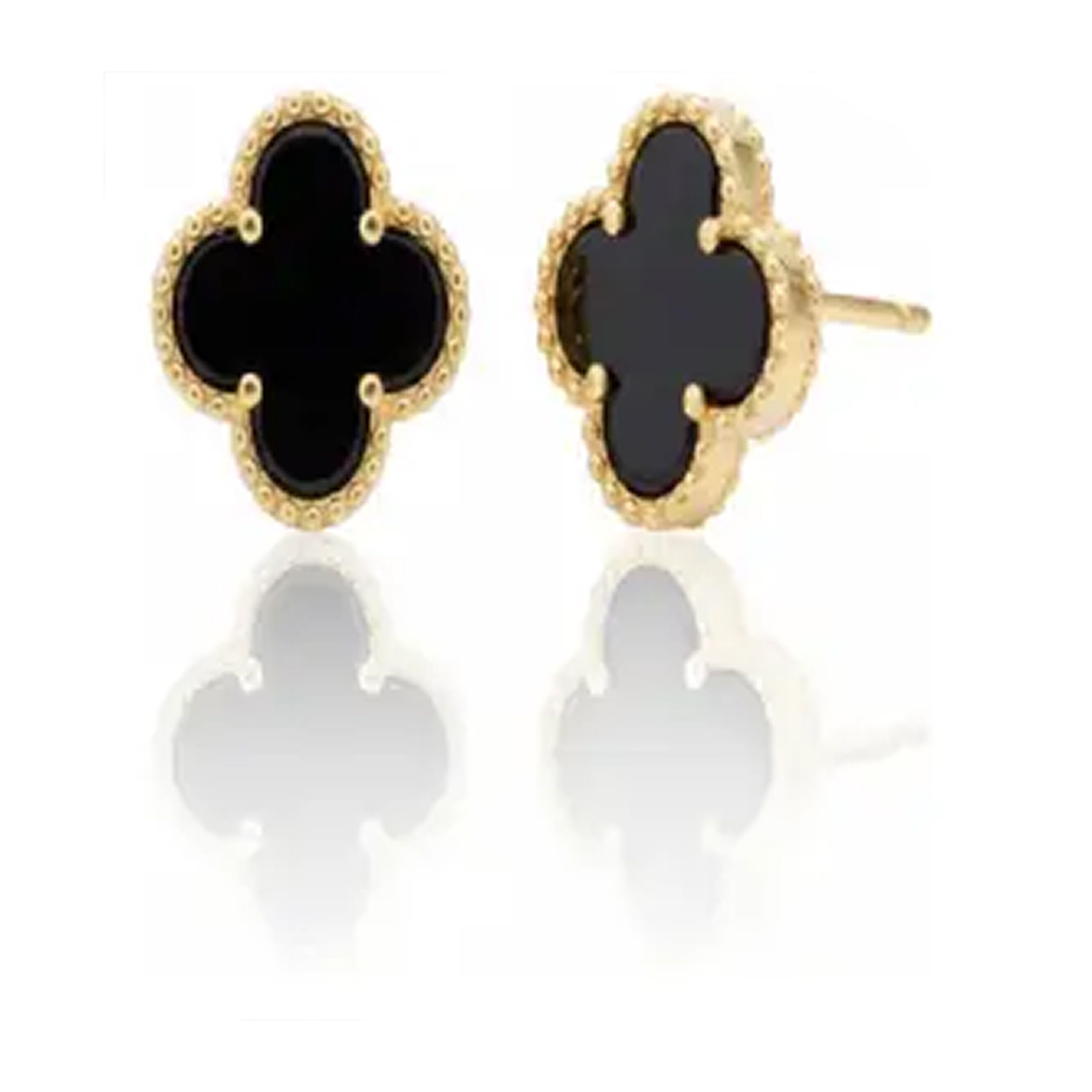 گوشواره طلا 18 عیار طرح ونکلیف مشکی