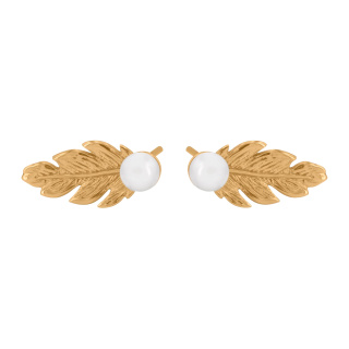 گوشواره طلا 18 عیار مدل برگ نیلوفر تاج