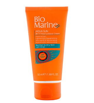 ضد آفتاب بژ روشن ضد چروک پوست معمولی و خشک SPF50 حجم 50میل بایو مارین
