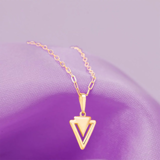 پلاک طلا 18 عیار مدل دو مثلث لیزری - 01