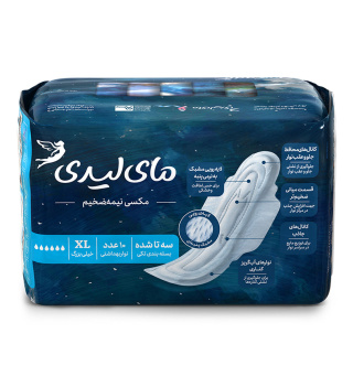 نوار بهداشتی مکسی نیمه ضخیم بالدار مناسب شب سایز خیلی بزرگ بسته 10عددی مای لیدی - 01
