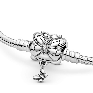 دستبند نقره مدل پروانه ای نگین دار زنجیر ماری سایز 20 پاندورا - 02
