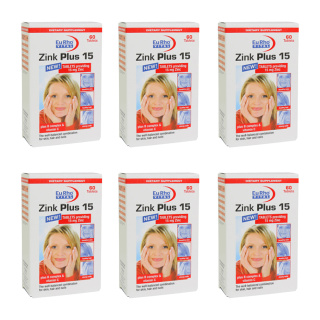 پک 6 عددی قرص Zink Plus 15 بسته 60 عددی یوروویتال