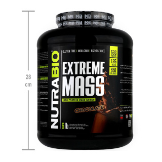 پودر افزایش دهنده حجم نوترابایو مدل Extreme Mass با پروتئین بالا و طعم شکلاتی وزن 2722 گرم - 03