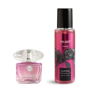عطر جیبی زنانه مدل Versace Bright Crystal به همراه بادی اسپلش زنانه النترا تاینی مدل Delight