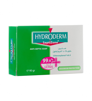 صابون ضدعفونی کننده هیدرودرم حاوی 0.5 درصد کلروزاینلول وزن 90 گرم