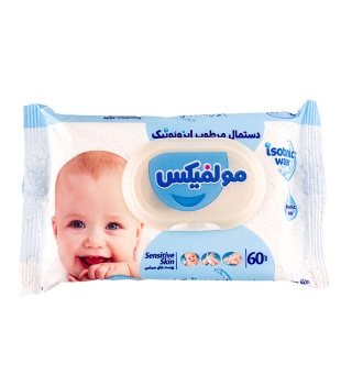 دستمال مرطوب کودک ایزوتونیک مناسب پوست حساس 60عددی مولفیکس