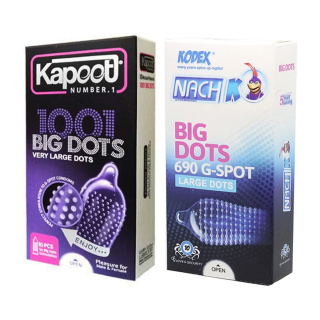 پک کاندوم کاپوت مدل Big Dots به همراه کاندوم Big Dots ناچ کدکس