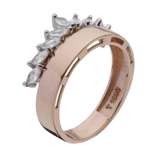 حلقه طلا 18 عیار زنانه مدل MR138103 طرح تاج مهر گالری - 02