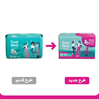 نوار بهداشتی مکسی نیمه ضخیم سایز متوسط 10 عددی گود مود - 01