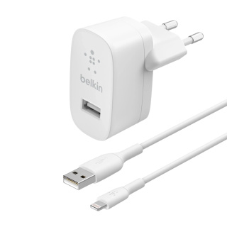 شارژر دیواری شارژ سریع 12 وات و کابل لایتنینگ USB-A بلکین مدل WCA002vf1MWH - 03