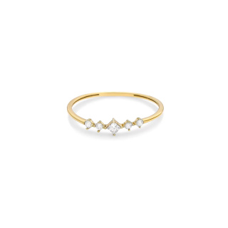 انگشتر طلا 18 عیار مدل پنج نگین سفید