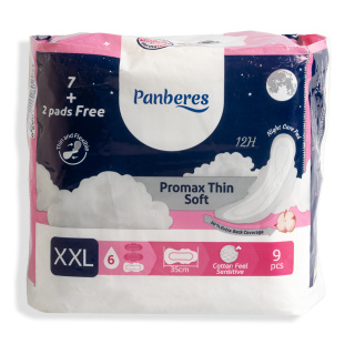 نوار بهداشتی بالدار مدل پرومکس نازک لطیف سایز XXL مناسب استفاده شب بسته 9 عددی پنبه ریز - 02