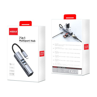 هاب هفت پورت USB C مدل HR 53 هیسکا - 06