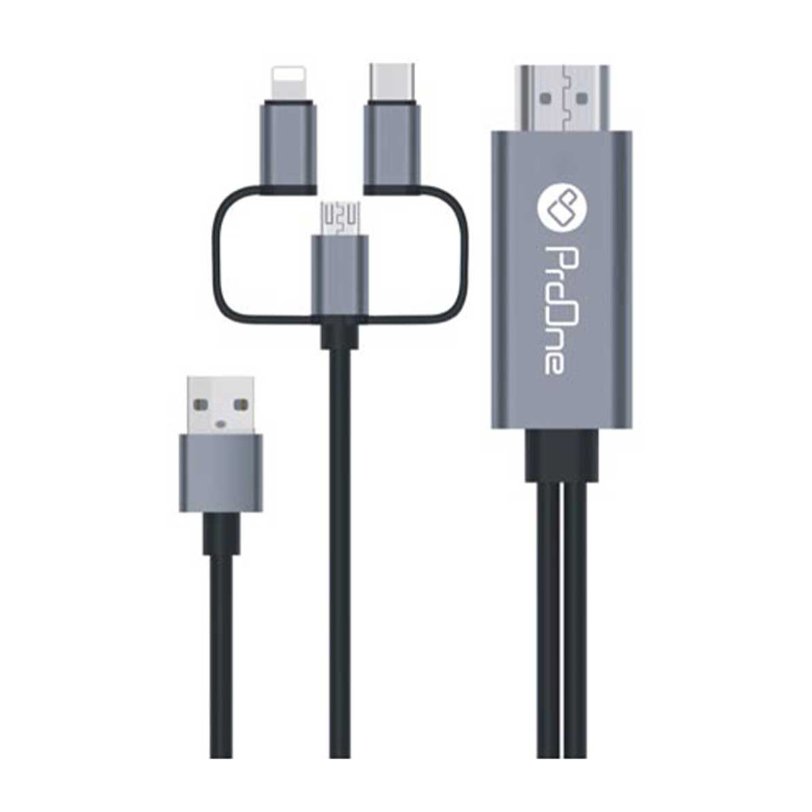 کابل تبدیل HDMI به USB-C And microUSB And Lightning مدل PCH70 طول 180 سانتی متر