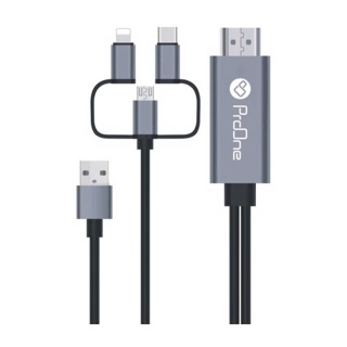 کابل تبدیل HDMI به USB-C And microUSB And Lightning پرووان مدل PCH70 طول 180 سانتی متر