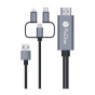 کابل تبدیل HDMI به USB-C And microUSB And Lightning مدل PCH70 طول 180 سانتی متر