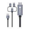 کابل تبدیل HDMI به USB-C And microUSB And Lightning مدل PCH70 طول 180 سانتی متر پرووان
