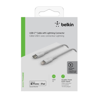 کابل شارژ سریع USB-C به لایتنینگ بلکین مدل CAA003bt1MWH طول 1 متر - 03