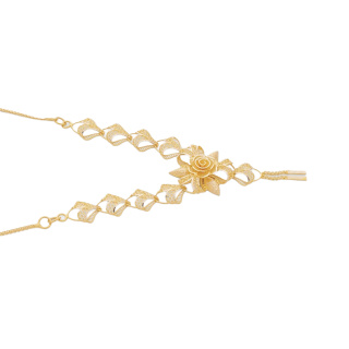 گردنبند طلا 18 عیار زنانه با زنجیر حلقه ای (فلامینگو) مدل گل کد MM2317 مهر گالری - 03