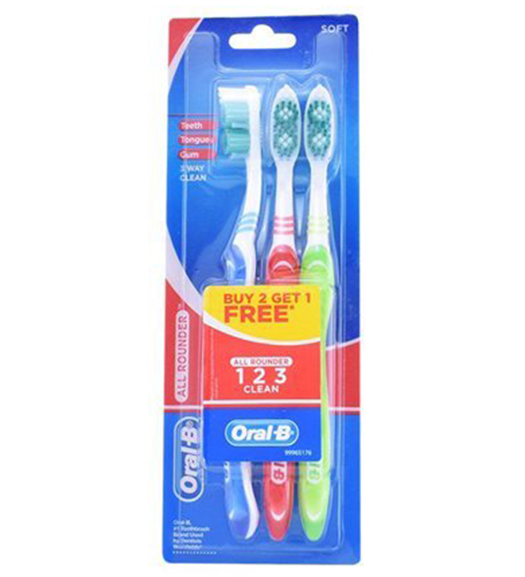 مسواک سری 123 Clean Soft بسته 3 عددی اورال بی نمای ۲